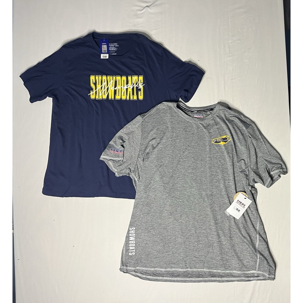 NWT Memphis Showboats USFL Football T Shirts Men's Size 2XL Blue Gray Lot X2